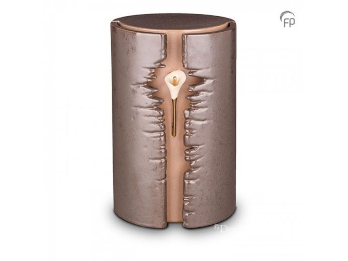Keramiek witte lelie urn met LED verlichting foto 1
