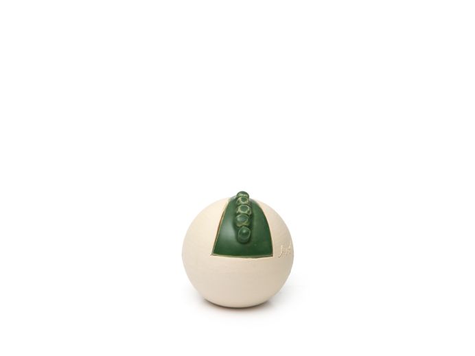 Keramische bolvormige urn beige met groenkleurige element | 0.1L foto 1