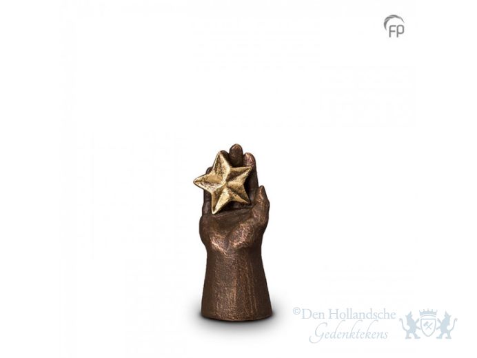 Keramische hand urn met ster foto 1