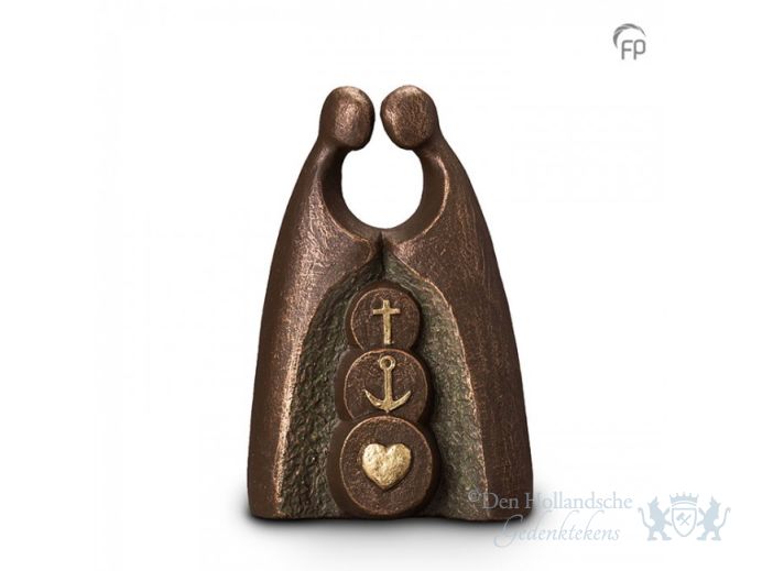 Keramische urn bronzen afwerking | geloof - hoop - liefde foto 1