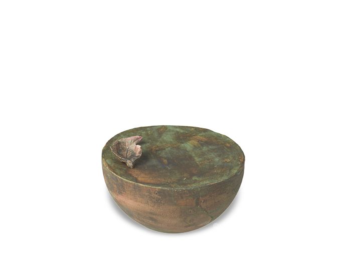 Keramische urn met blad foto 1