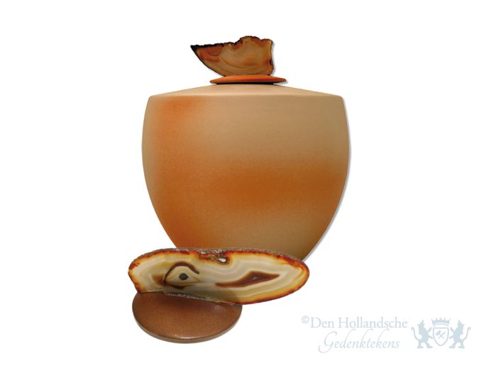 Keramische urn oranje foto 1