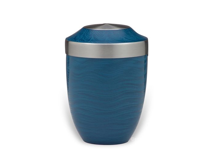 Lichtblauwe aluminium urn foto 1
