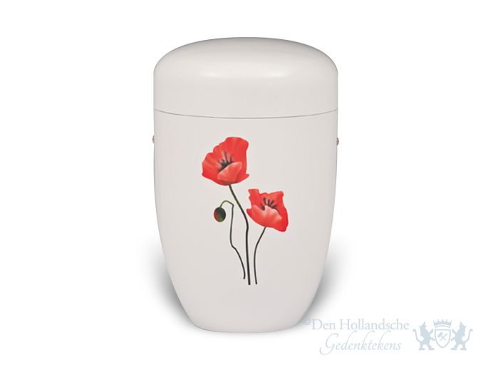 Matte aluminium urn met twee bloemen foto 1