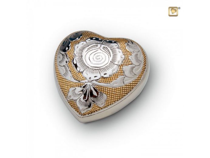 Messing keepsake hart met bloemdecoratie foto 1