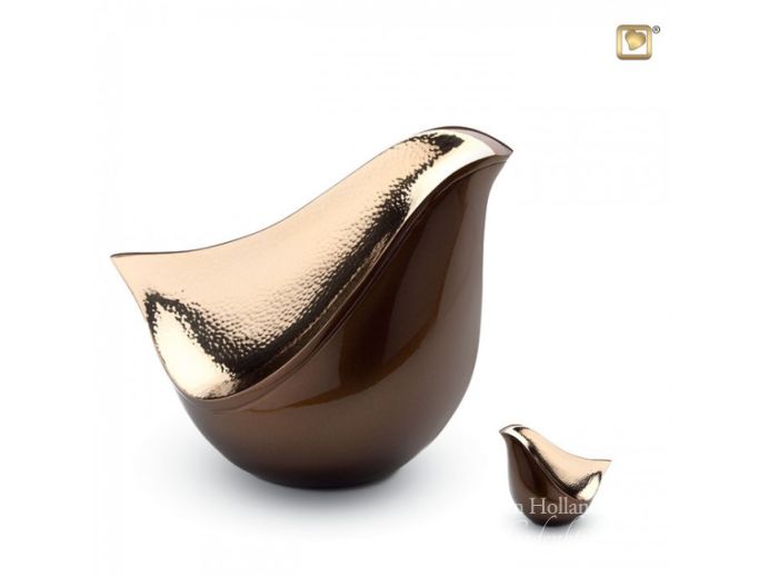 Messing urn vogel 'Love bird' goud foto 1