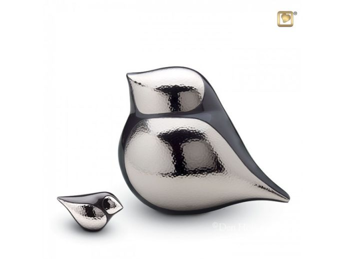 Messing urn vogel 'Soul bird' zilver foto 1