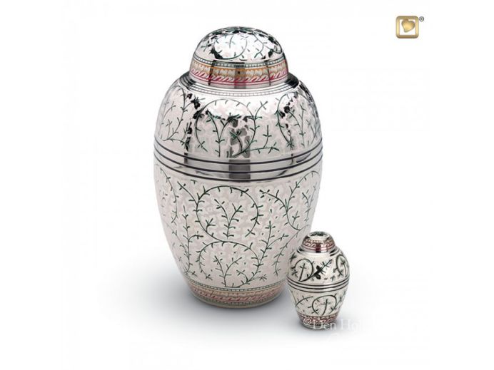 Messing urn wit en zilver foto 1