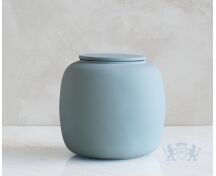 SERES – handgemaakte eco urne in grijsblauw engobe foto 1