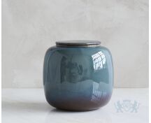 SERES – handgemaakte urne in groen & blauw keramiek foto 1