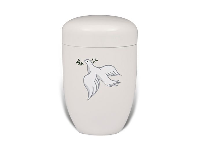 Urn van aluminium met duif foto 1