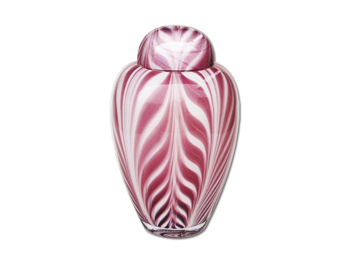 Urn van glas paars en wit foto 1
