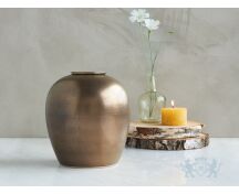 VERNO – handgemaakte urn in koperkleurig metallic keramiek foto 1