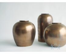 VERNO – handgemaakte urn in koperkleurig metallic keramiek foto 1