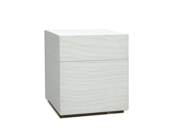 Witte houten urn vierkant foto 1